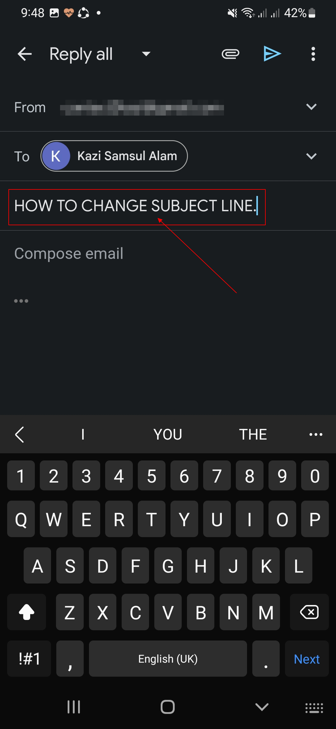 How to change Subject line in Gmail for Replying to Email 05