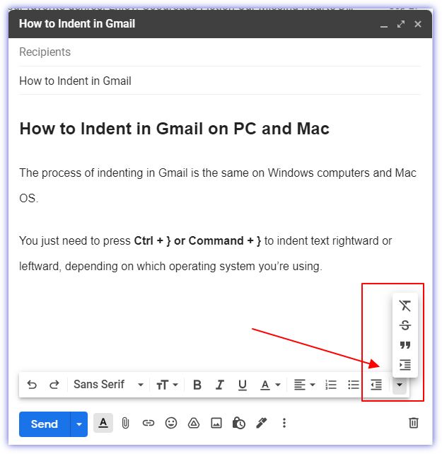 How to Indent in Gmail 05