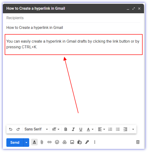How to create a hyperlink in Gmail 04