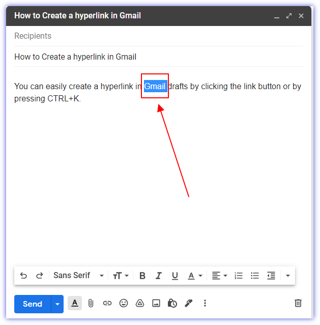 How to create a hyperlink in Gmail 05