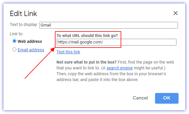 How to create a hyperlink in Gmail 07
