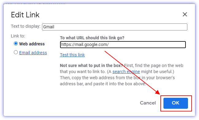 How to create a hyperlink in Gmail 08